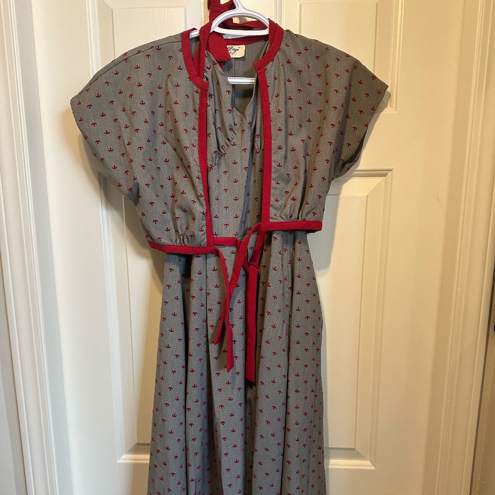 Bettie Page by Tatyana Red Flock Anchors halter swing dress with matching bolero